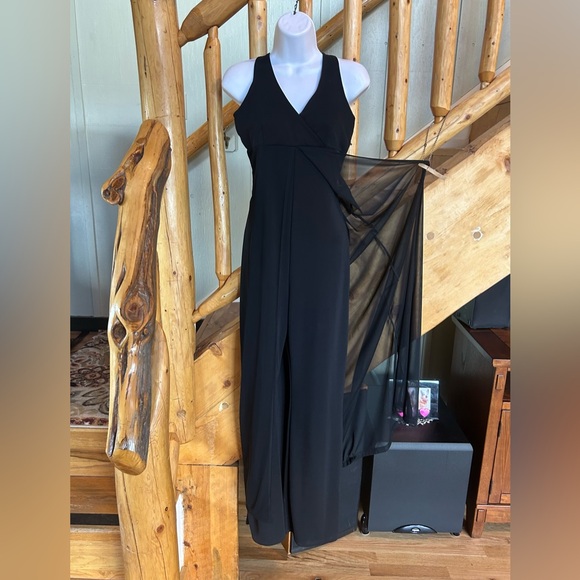 DONATING on 11/9 - Black Halter ENT Entrancy Jumpsuit - sheer elegant - Picture 6 of 11